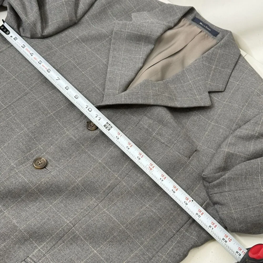 VTG 90s Ralph Lauren Wool 2Pc Suit 40R Gray 34 Waist Windowpane Plaid Canada